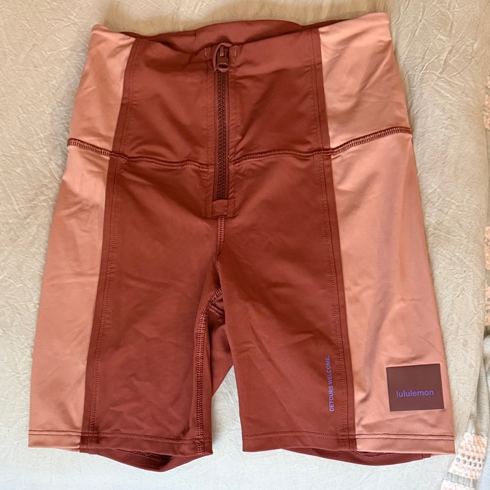 lululemon Two-Tone Rust & Peach Bike Shorts